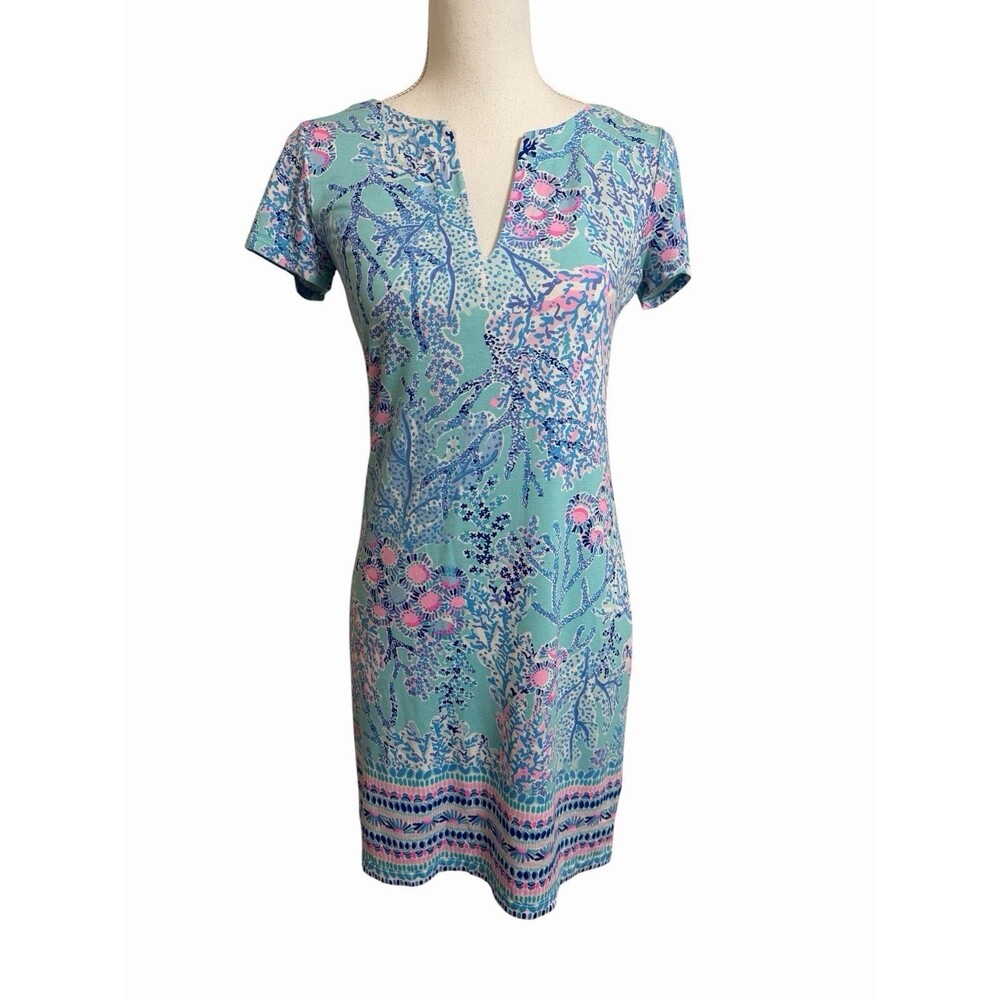 Lilly Pulitzer Women's S Sophiletta Dress Blue Ibiza Now You Sea Me UPF 50+